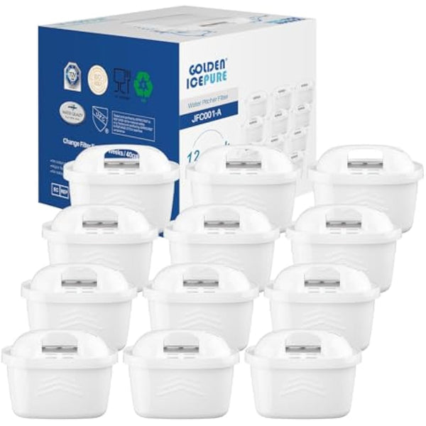 GOLDEN ICEPURE Water Filter Cartridges Compatible with Brita Maxtra+, Maxtra Plus, Mavea, Anna Duomax, 12 Pieces