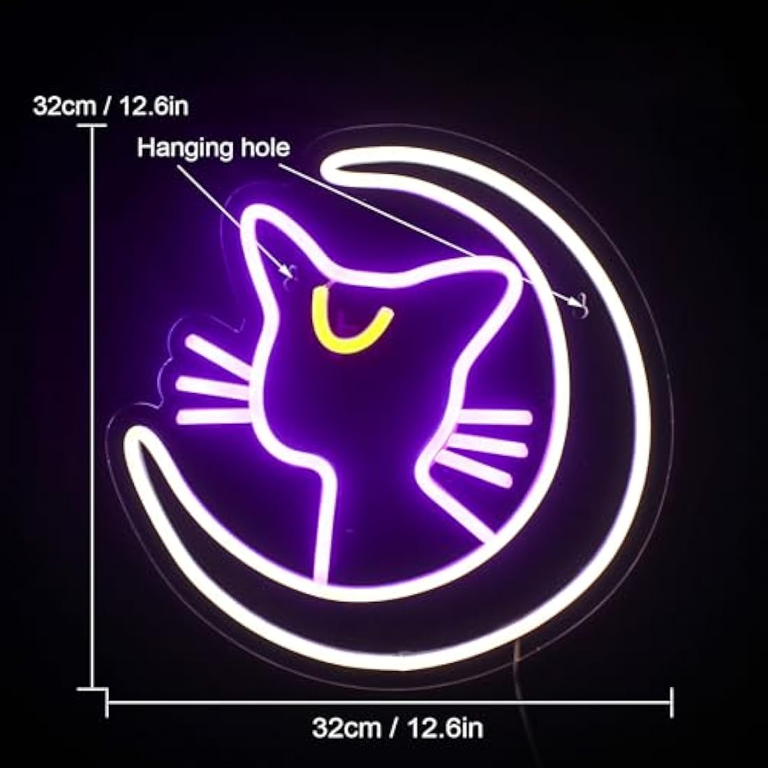 Anime Neon Signs for Wall Decor, Sailor Moon Neon Lights for Bedroom, Cat Light Sign with USB Powered for Anime decor, Game Room, Kid's Room