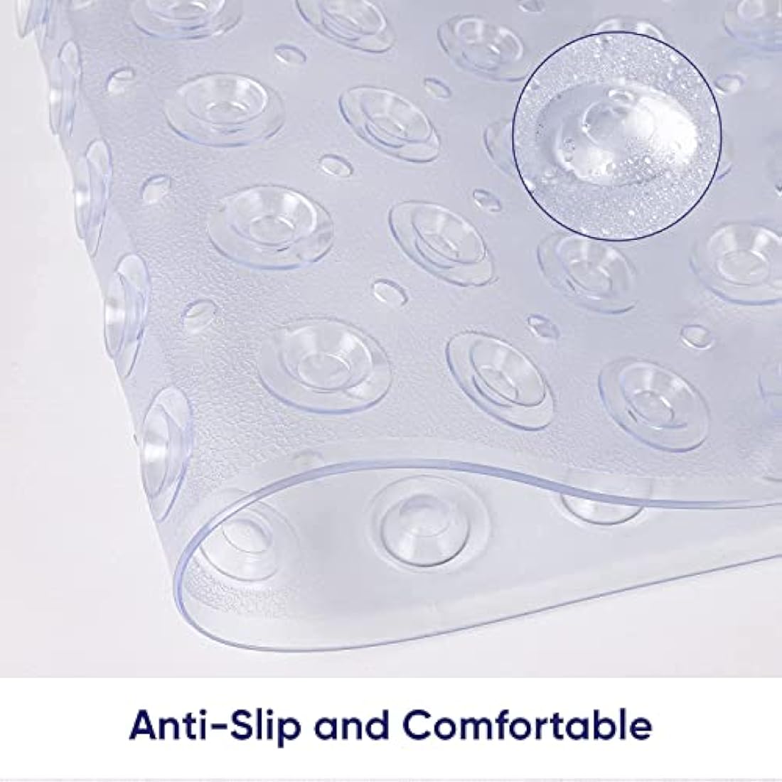 MOONLIGHT20015 Shower Bath Mat Non Slip Anti Mould & Mildew with Strong Suction Cups Grip and Drain Holes Soft Rubber Shower Mats - PVC Bathroom Mat Machine Washable (100x40cm, Clear)