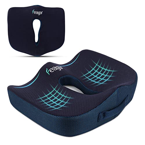Feagar Seat Cushion for Back Pain - Orthopedic Non-Slip Memory Foam Coccyx Cushion for Tailbone Relief Sciatica Hemorrhoid, Office Chair Cushions