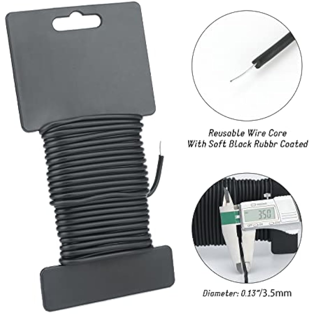 KINGLAKE 2Pcs x 8m Black Garden Soft Tie, 3.5mm Garden Flexible Wire Tie Plant Twist Wire Plastic Coated