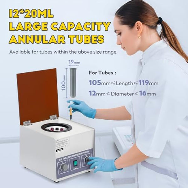 CGOLDENWALL 80-2 Centrifuge 4000rpm Centrifugal Machine with 12x20ml Tubes- 2325xg Centrifugal Force- 0-120min Timer for Separation of Samples&Qualitative Analysis in Hospital/Biological/Chemical Labs