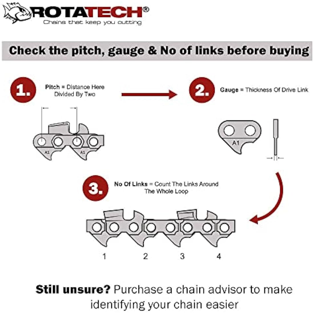 2 X 16 40cm Rotatech Chainsaw Chains. 3/8" LP Pitch, 0.50" Gauge, 55 DL Drive Links. Compatible with Stihl 018 MS180 MS181 020 021 023 MS200T MS211 MS201T MS231