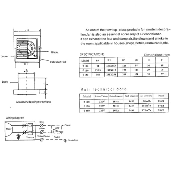 AirTech-UK Bathroom Kitchen Extractor Exhaust Fan 4"/100MM Ceiling, Wall or Window mounted Louver Shutter with Pull Cord (9A-10L)