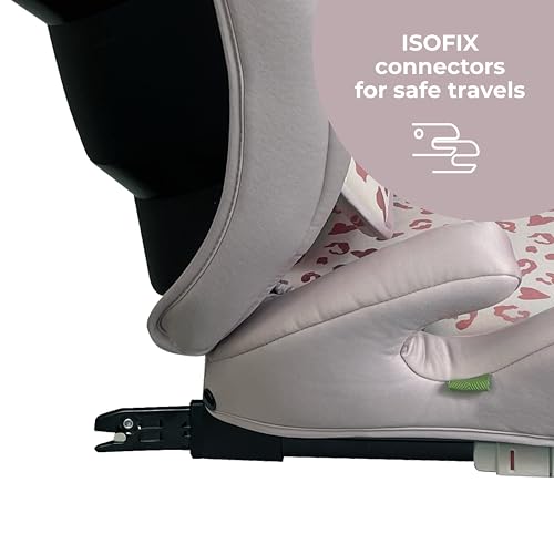 My Babiie Highback Booster Car Seat - ISOFIX, 100-150cm (Approx. 4-12 Years, Group 2/3), i-Size R129, Adjustable Child High Back Seat, Padded, 10 Position Headrest - Black Quilted