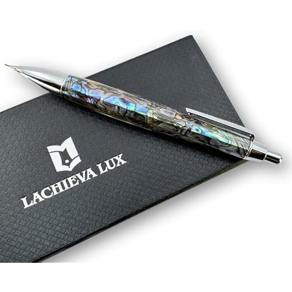 LACHIEVA LUX Abalone Shell Mechanical Pencil 0.7mm, Luxury Metal Pencil for Drawing and Sketching, Includes 12 Lead Refills