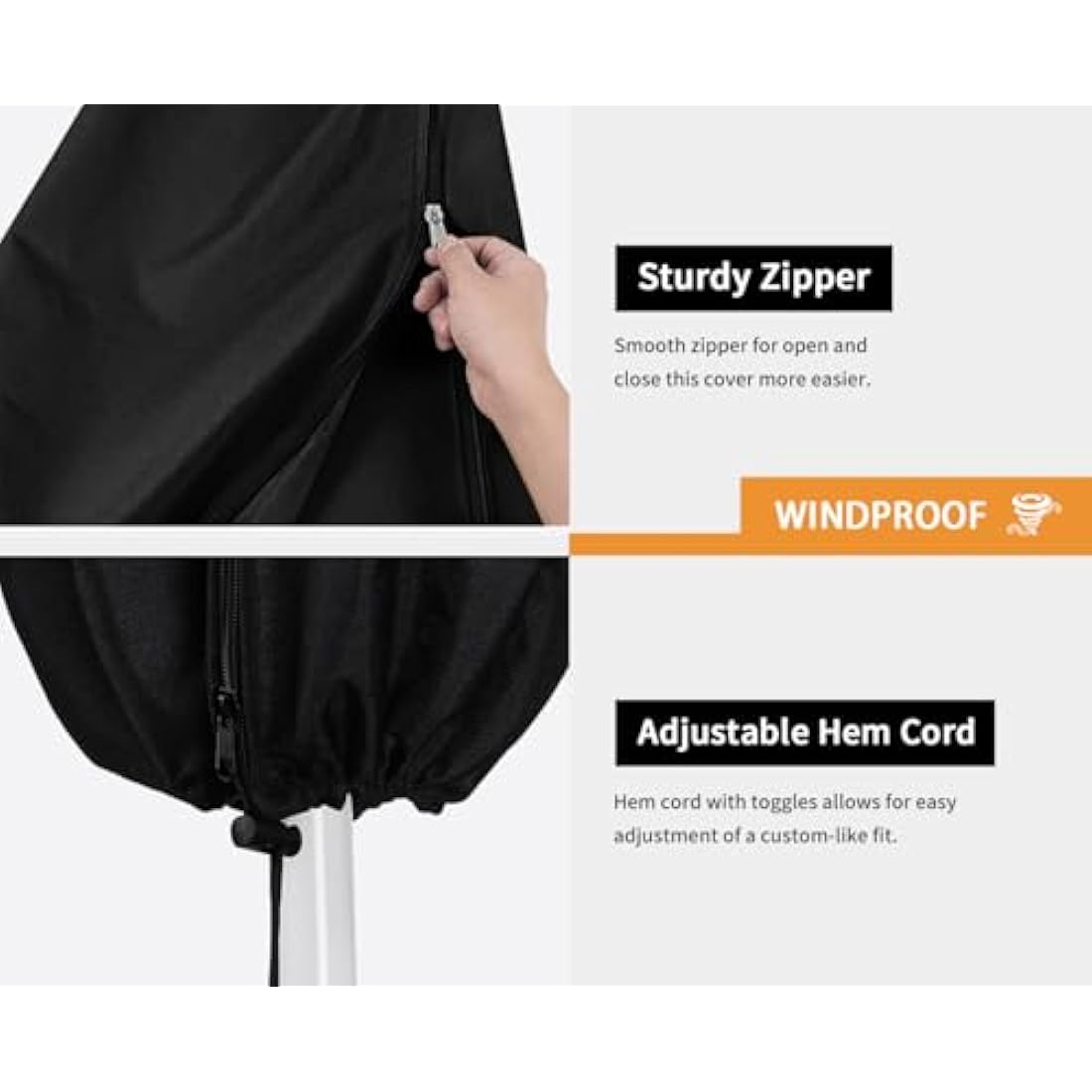 Dokon Double-Sided Parasol Covers Waterproof Double Parasol Cover Heavy Duty Oxford Fabric Anti-UV Garden Umbrella Covers Fit 4.6m Doubles Parasols, Outdoor Brolly Cover with Rod (160x50/62cm)