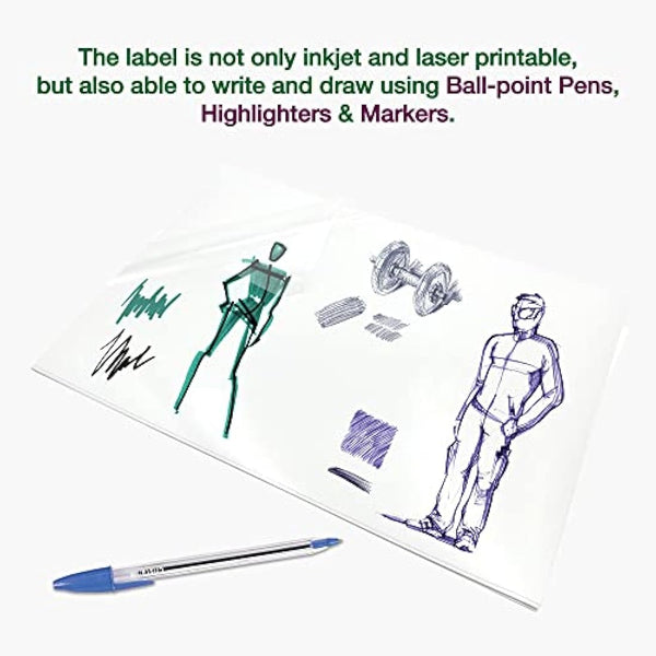 Evergreen Goods 50 Sheets Glossy Low Opacity Sticker Vinyl Labels | Waterproof Inkjet & Laser Printable Translucent Self Adhesive | Make Your Own Stickers | Sticky Back Clear PVC