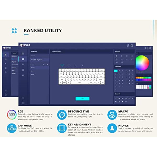 Ranked G65 Guardian 65% | Full Aluminum Frame | Ultra Slim Hot Swappable Mechanical Gaming Keyboard | 68 Keys RGB Backlit for PC/Mac | QWERTY ANSI US Layout (White, Gateron Low Profile Red)