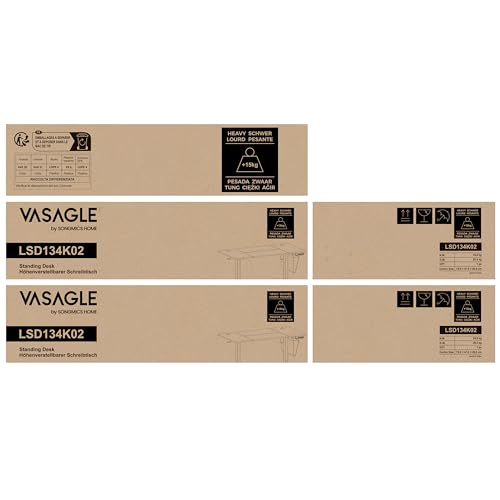 VASAGLE Electric Standing Desk, Height Adjustable Desk, 60 x 140 x (72-120) cm, 4 Memory Heights, Storage Pocket, for Home Office, Study, Rustic Brown and Ink Black LSD134K02