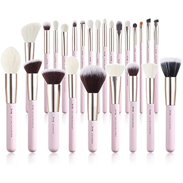 Jessup Makeup Brushes Set Professional, 25PCS Pink Premium Natural Powder Foundation Eyeshadow Blending Concealer Blush Highlight Labeled Brushes, T290