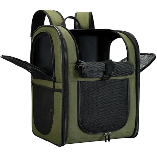 Apollo Walker Cat Carrier and Dog Carrier, for Large and Small Cat Pets (2-15 kg), Breathable Mesh Pet Carrier, Ideal for Hiking, Travel, and Outdoor Activities (Green)
