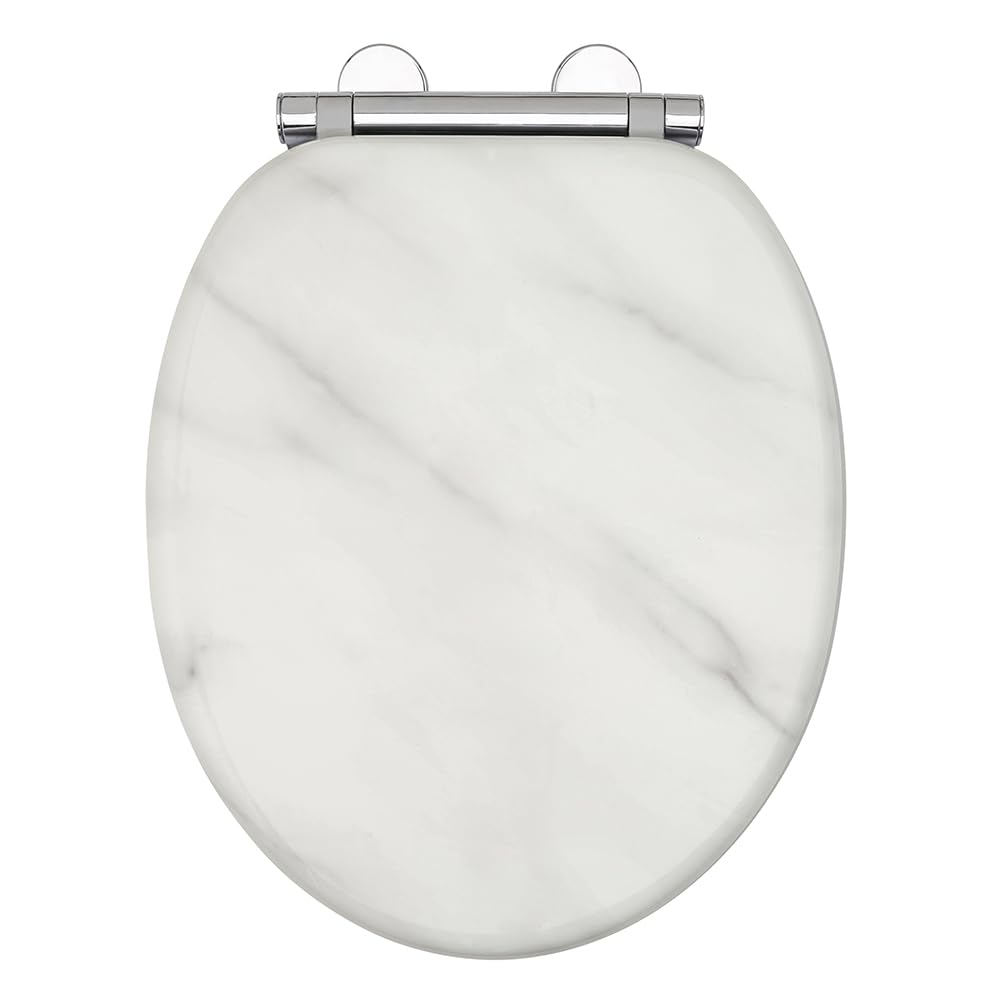 AQUALONA® Luxury Soft Close Toilet Seat - Moulded Wood - Stainless Steel Slow Close Hinges - Click, Lift & Clean Technology (Bamboo Toilet Seat)