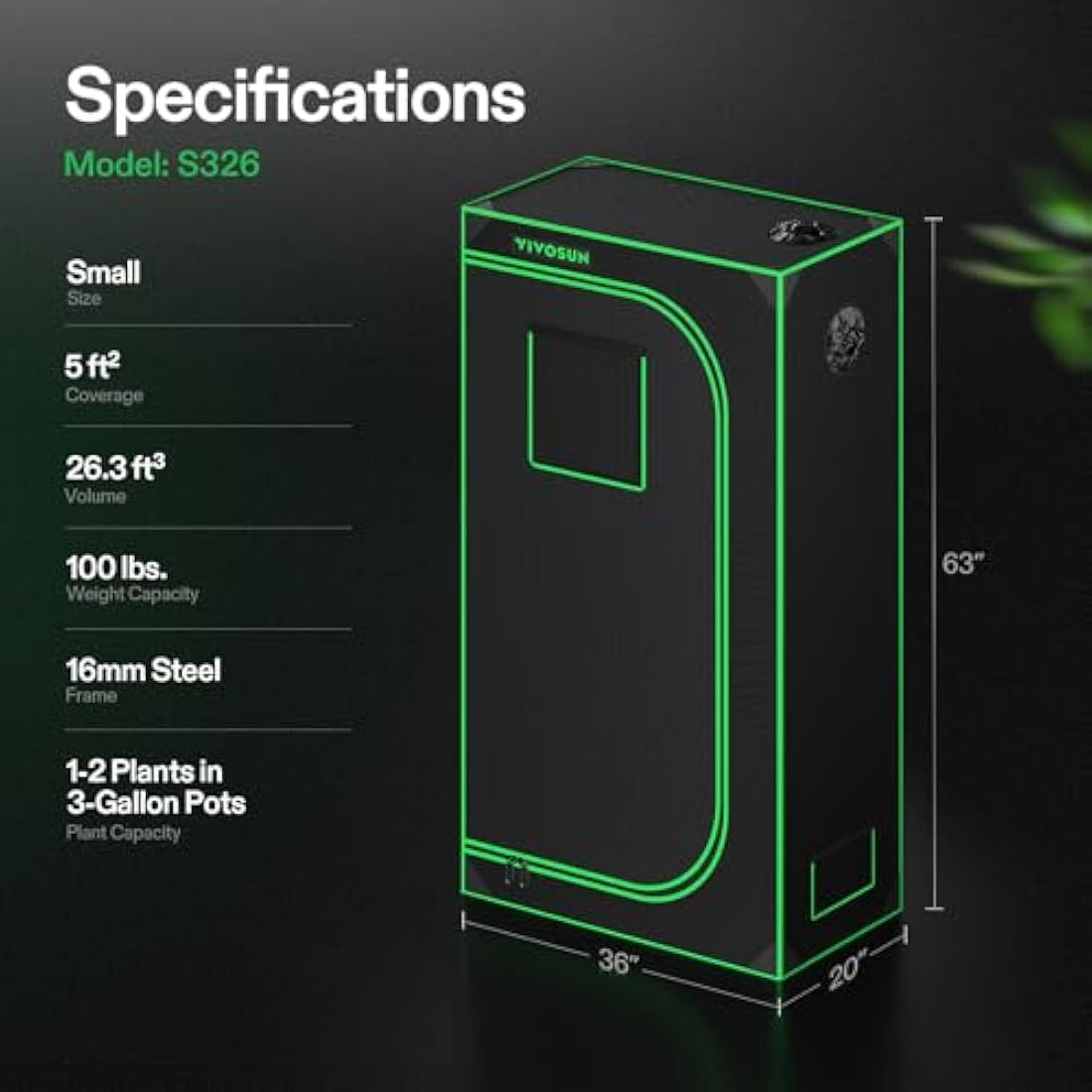 VIVOSUN Small Grow Tent 90x50x160cm Grow Tent Mini with Highly Reflective Mylar Sealed Floor Design, Ventilation Window and Cable Entry Hole for Aerogarden Hydroponic Growing System