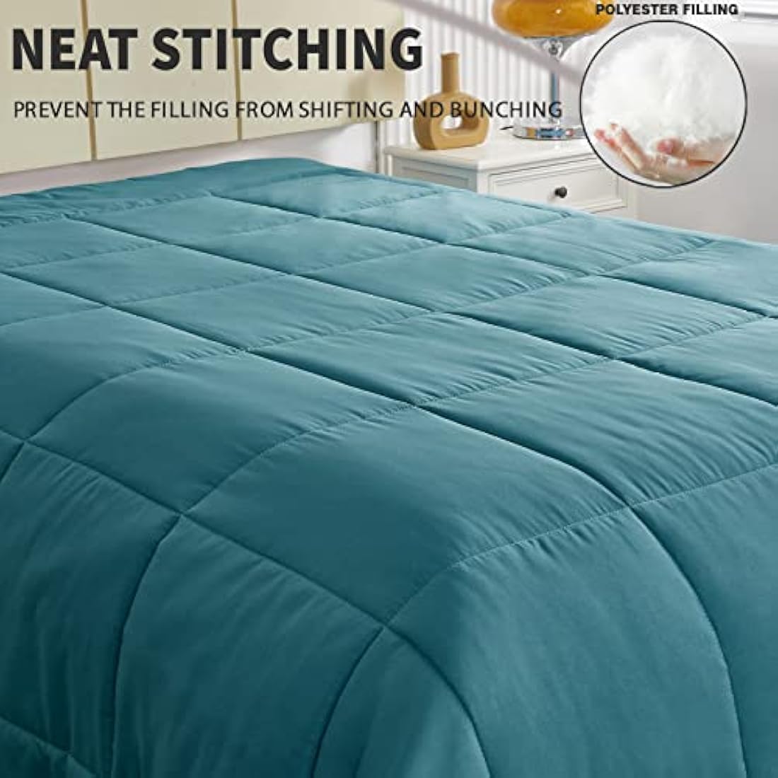 Exclusivo Mezcla 7.5 Tog King Size Duvet All Seasons, Ultra Soft Reversible Coverless Duvet, Lightweight Down Alternative Comforter, 230x220 cm Dusty Teal/Spa Blue