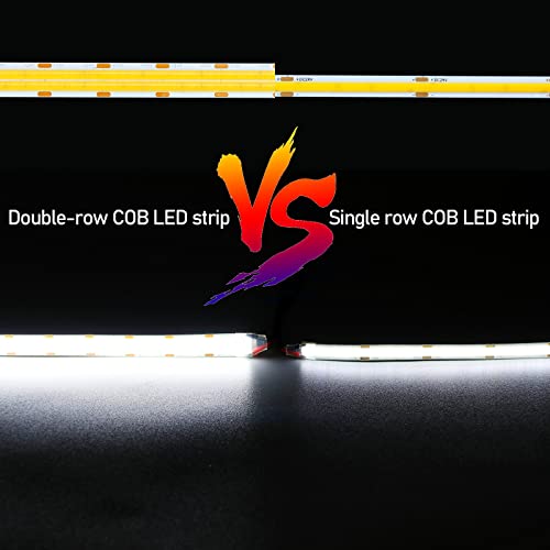 GOMING 32.8ft(10M) 24V Double Row COB LED Strip Light Cool White 6000K 6000LEDs CRI 93+ 20000lm Uniform Glow Dotless Not Waterproof IP20 Flexible LED