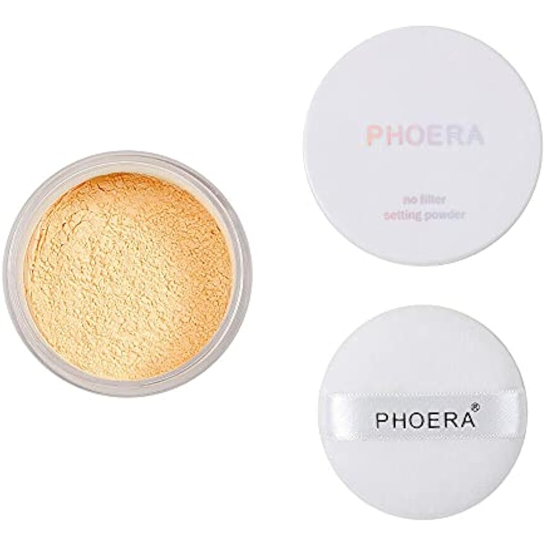 AQUAPURITY - PHOERA Loose Makeup Setting Matte Face Powder + Puff, Long Lasting Lightweight Foundation Make Up Fixer Beauty Blender Highlighter Palette Flash Photography (103 - Banana)
