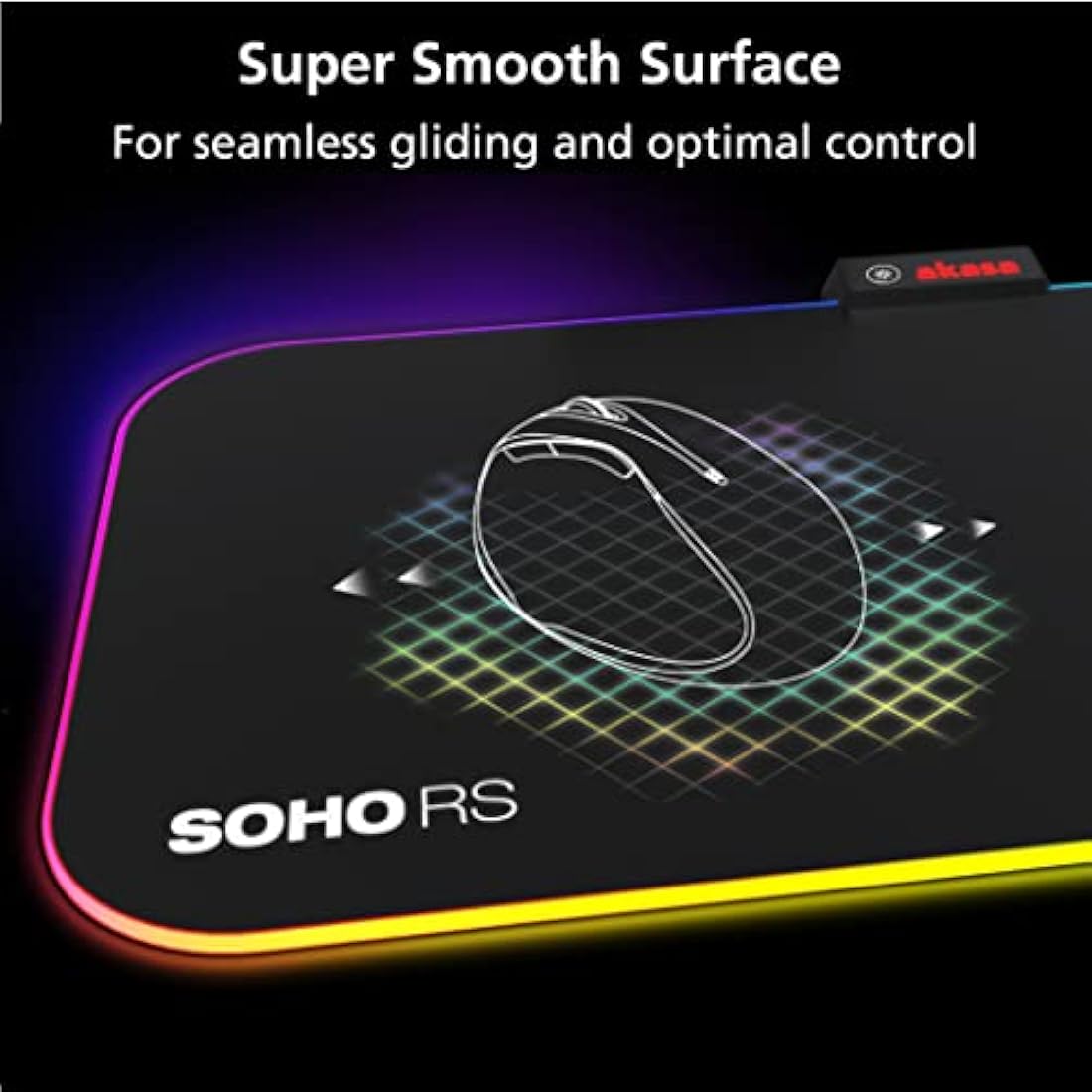 Akasa SOHO RS High Precision RGB Mouse Pad | Gaming Mouse Mat with 9 RGB Modes | Water-Resistant Mousepad | Anti-Slip Base | USB Powered | 350X250X4 mm | For PC, Laptop, Computer | AK-MPD-06RB