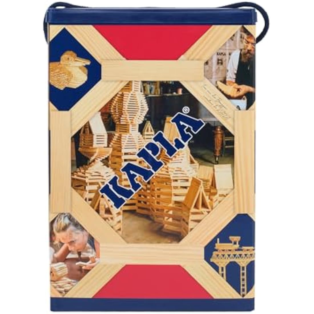 KAPLA box 200 natural planks, Wooden toy, Construction game, from 2 years old