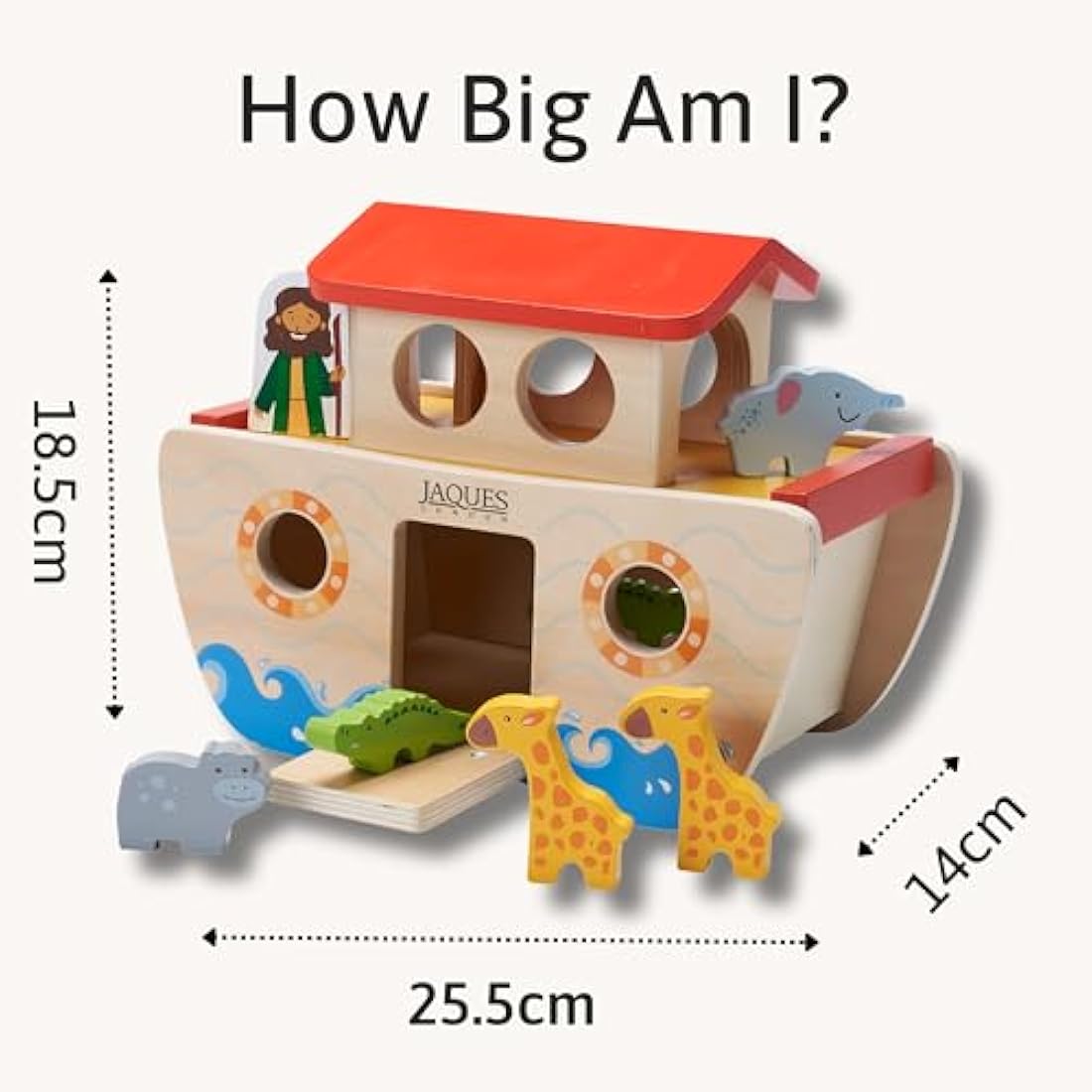 Jaques of London Noah's Ark Toy | Wooden Toy for 1 Year Old | Christening Gifts for Girls & Boys | Montessori Baby Toy | Since 1795