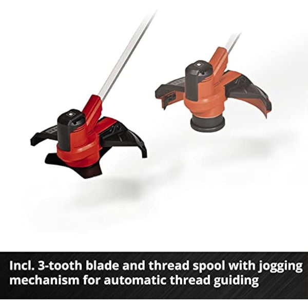 Einhell Power X-Change 18V Cordless Brush Cutter - Powerful Weed Trimmer With Metal Blades, Bump Fed Spool And Harness - AGILLO 18/200 Solo Battery Strimmer (Battery Not Included) Red & Black