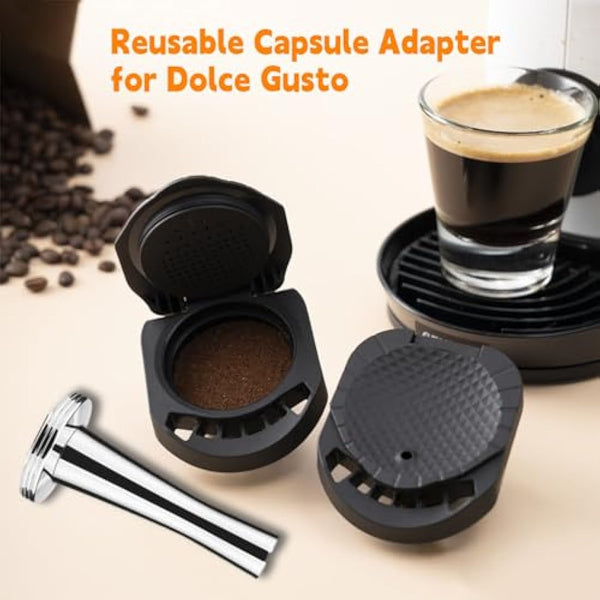 FOVNOT Reusable Capsule Adapter for Dolce Gusto, Coffee Capsule Converter Adapter Refillable Coffee Capsule Adapter with 41mm Tamper Compatiable for Piccolo XS/EDG 305/EDG 606.S/Genio S