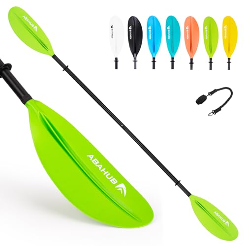 Abahub Kayak Paddle Adjustable 220 cm to 240 cm Aluminium Double Paddle with Paddle Leash for Kayaking Aluminium Alloy Shaft Plastic Blades