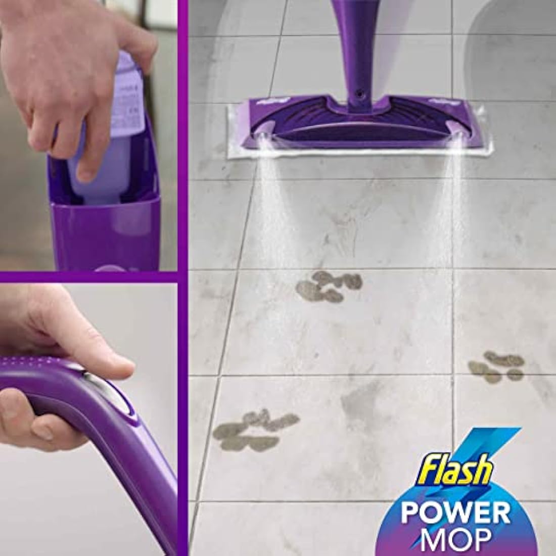 Flash Power Spray Mop Floor Cleaner Multi-Surface Cleaning Liquid Lavender 5L (1.25Lx4)