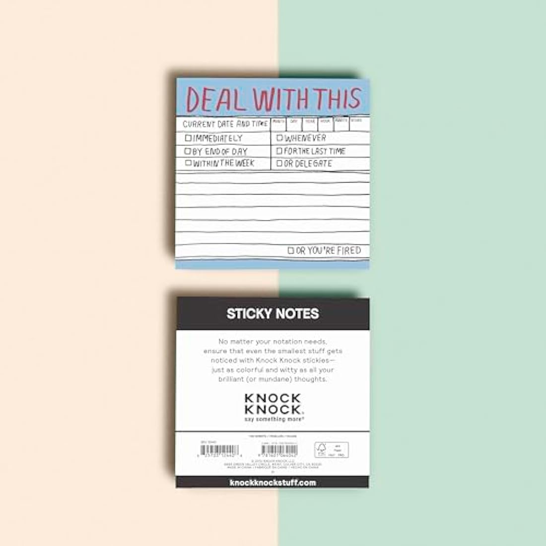 8-Pack Knock Knock Deal with This Hand-Lettered Sticky Notes, to Do Pads, 3 x 3-inches, 100 Sheets Each
