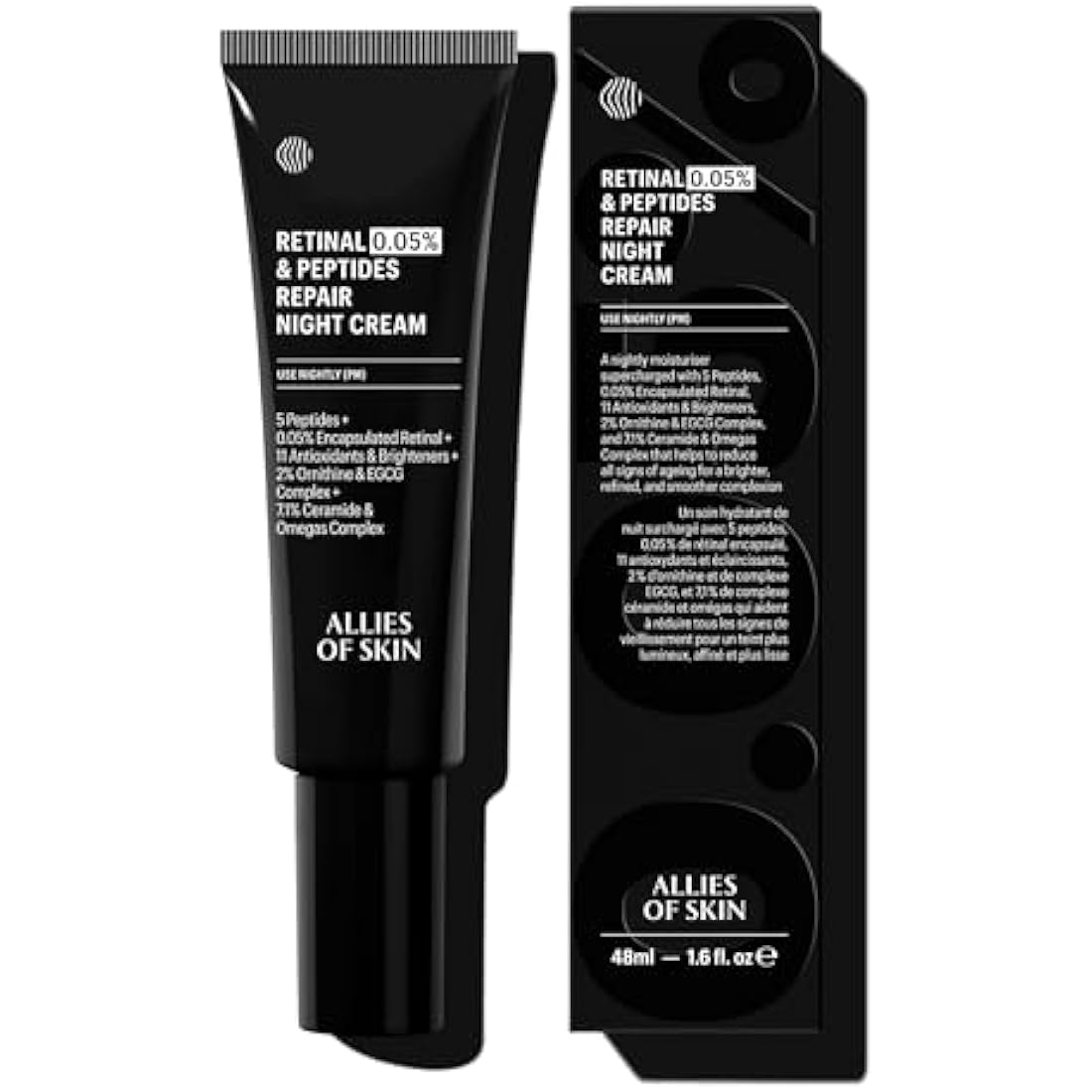 Allies Of Skin Retinal 0.05% Peptides Repair Night Cream with 0.05% Encapsulated Retinaldehyde, Peptides, 2% Ornithine, EGCG Complex, 11 Brighteners, Antioxidants, and 7.1% Ceramide & Omegas Complex