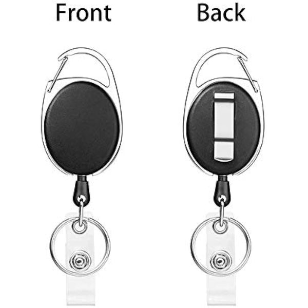 Retractable Lanyard Set - 3 Pieces Including Reel Clip and Clear Waterproof ID Badge Holder for Card and Key Holder Keyring (Black B03)