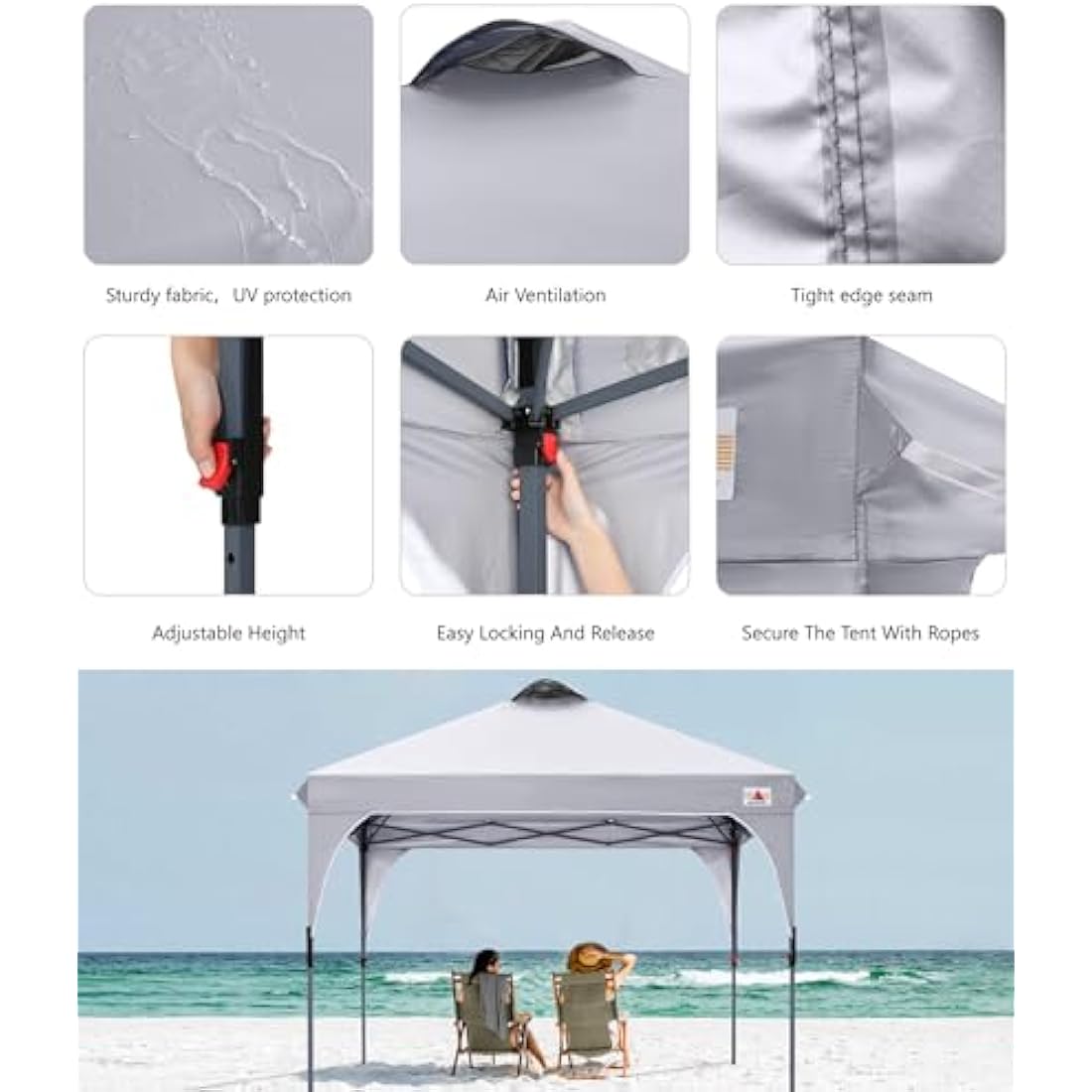 ABCCANOPY 3x3M Pop Up Gazebo Commercial Gazebo With Upgrade Roller Bag, 4 Weight Bags, Stakes and Ropes(Grey)