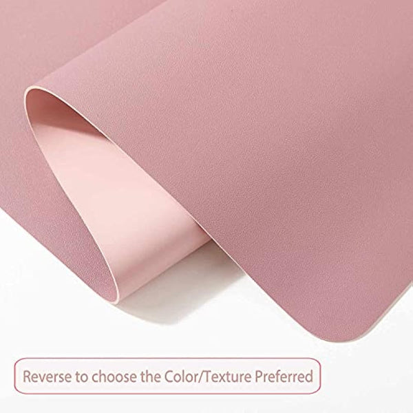 DOBAOJIA Desk Pad XX-Large, Desk Mat, Desk Blotter, Laptop Pad, Extended Mouse Mat, Mouse Pad XXL, Writing Pad for Office/Home, Dual-Side Use PU Leather Waterproof 35.4" X 16.9"(Dark Pink/Pink)
