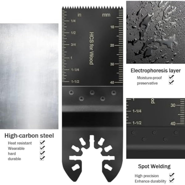 100Pcs Multi Tool Blades Kits Universal Wood Oscillating Saw Blades Wood Multitool Blades Compatible with Fein Multimaster Porter Cable Bosch Ryobi Dewalt Milwaukee Rockwell Oscillating Tool