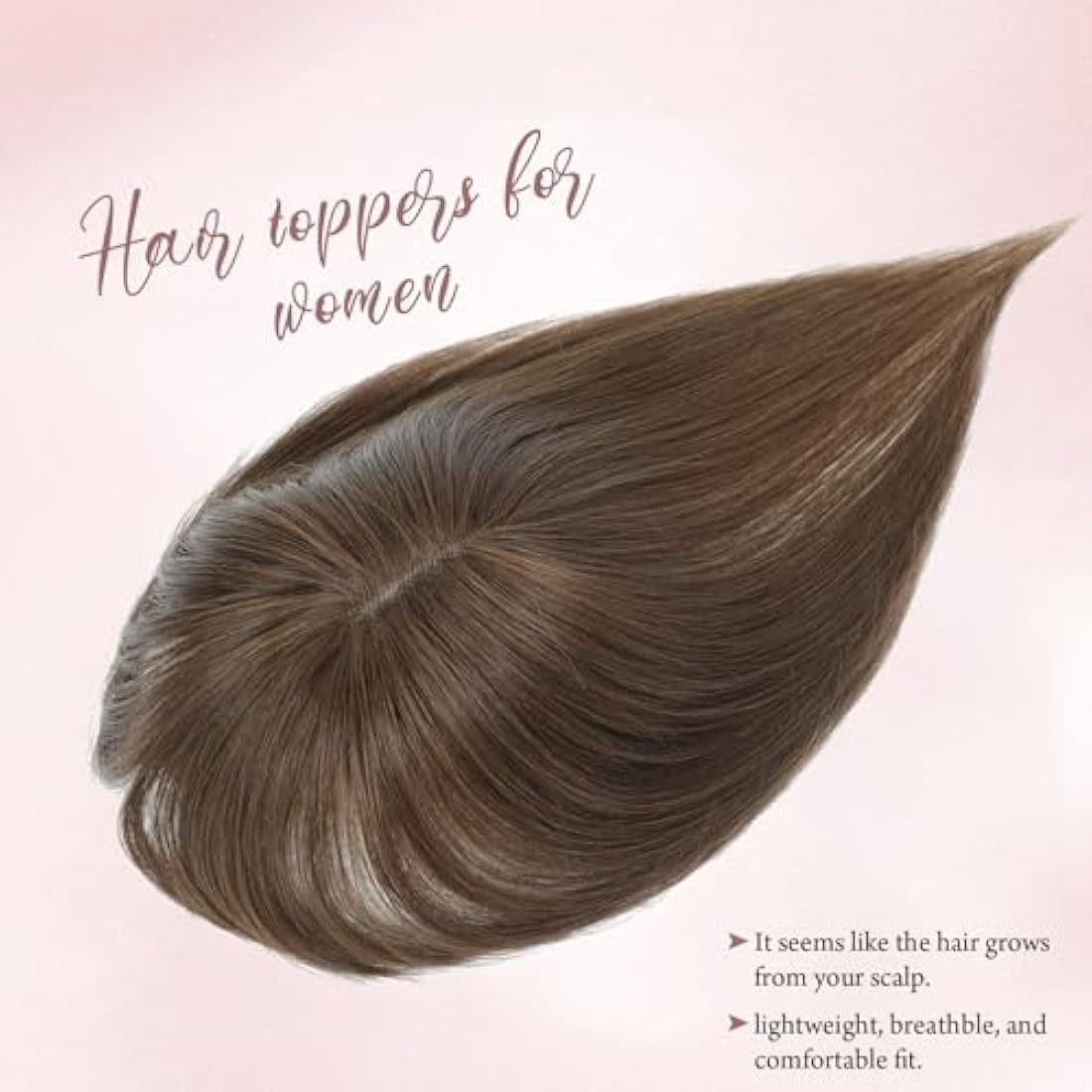 Hair Toppers for Thinning Hair Toppers for Women Real Human HairTopper with Fringe HairPieces for Women with Thinning Swiss Base 10Inch (4#)