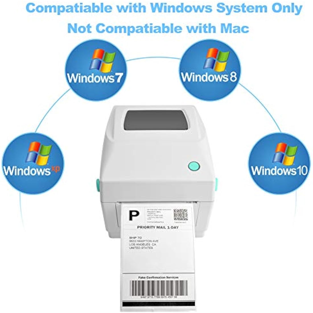 FungLam Thermal Label Printer, Desktop Label Printer USB Direct High Speed Labeling Machines Label Maker for 4x6 Shipping Labels Barcode Compatible with Windows (XP and later)