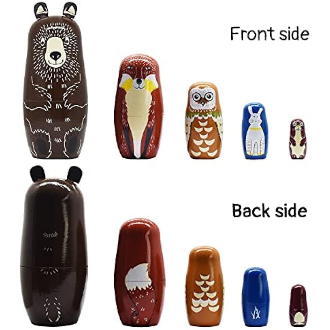 ELUTONG Traditional Russian Nesting Dolls - Wooden Bear Matryoshka Nested Dolls, 5Pcs/Set Handmade Stacking Educational Learning Kids Toys
