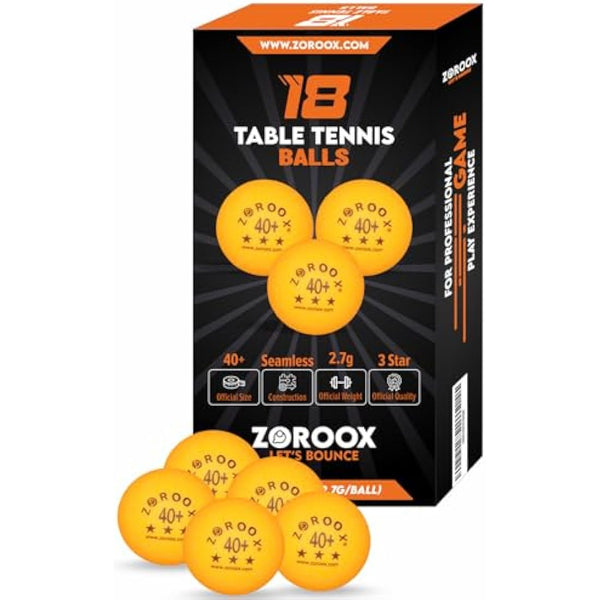 ZOROOX High-Performance 3-Star Table Tennis Balls - Pack of | 9, 18, 36 or 72 | Orange or White | 40+ ABS Competition Grade Ping Pong Balls