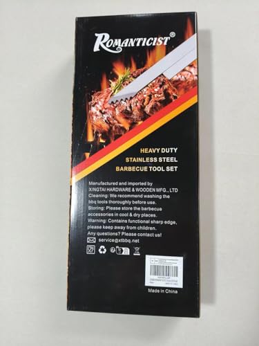 ROMANTICIST 26pcs Extra Thick Stainless Steel Grill Tool Set for Men, Heavy Duty Grilling Accessory Kit for Backyard, BBQ Utensils Gift Set with Meat Thermometer in Aluminum Case for Birthday Brown