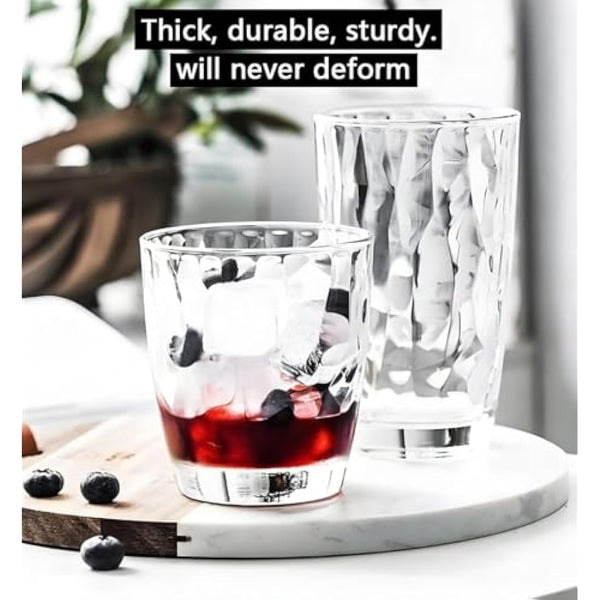 15 Oz Unbreakable Tritan Drinking Glasses Shatterproof Acrylic Glasses Drinkware BPA Free Hard Plastic Cups Reusable Kitchen Water Glasses Drinking Set of 6 (Clear)