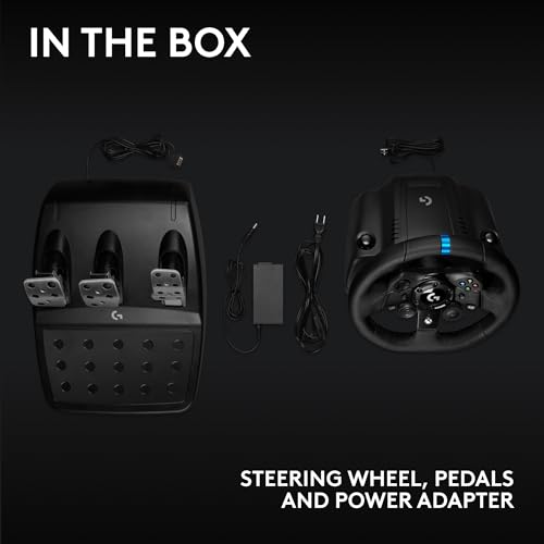 Logitech G G923 Racing Wheel and Pedals, TRUEFORCE up to 1000 Hz Force Feedback, Responsive Driving Design, Dual Clutch Launch Control, Genuine Leather Wheel Cover, for PS5, PS4, PC, Mac - Black