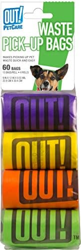 OUT! Dog Poo Bags, Strong, Leak Proof Dog Waste Bags - 60 Rainbow Bags