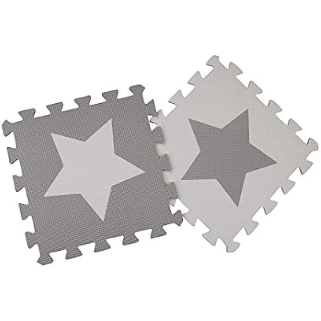 9 Grey Interlocking Foam Baby Play Mat Star Tiles with Edges - Play Mats. Each tile 30 x 30cms. Total 0.9m2.