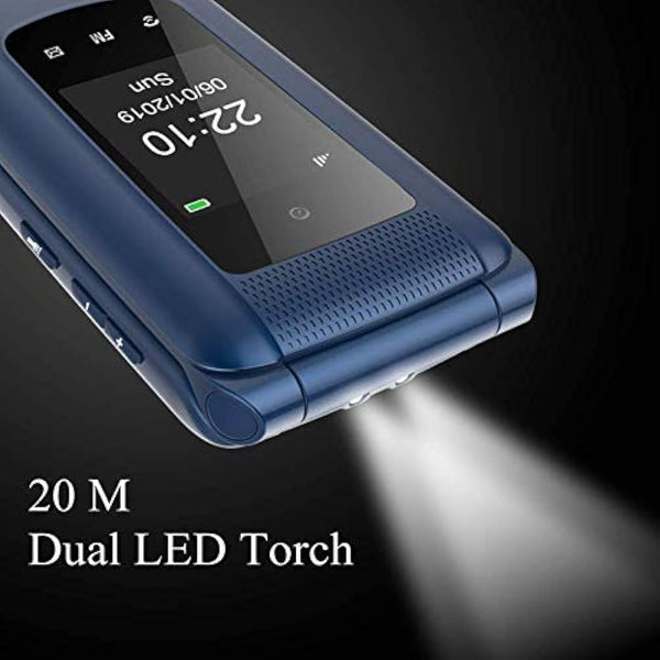 uleway Big Button Mobile Phone for Elderly Unlocked Flip Senior Mobil Phone Pay As You Go Flip Phone Basic Phone with SOS Emergency Button Speed Dail Torch FM Radio Easy to Use for Senior (2G-Blue)