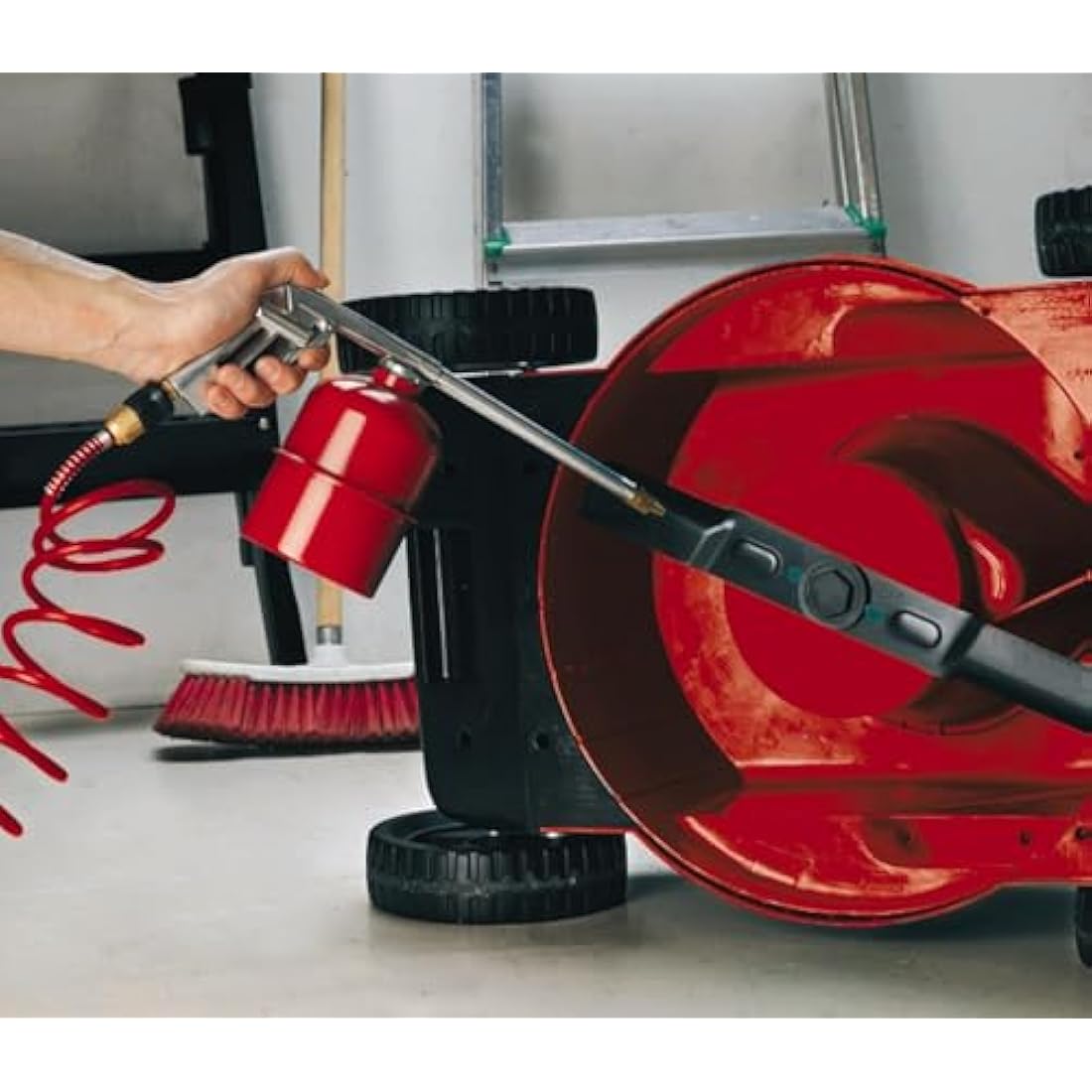 Einhell Metal Air Tool Accessory Set | 5 Pc Compressor Air Tools With Quick Coupling - Airbrush Kit, Spray Gun, Blow-Out Gun, 4M Compressed Air Hose, Tyre Pressure Gauge And Inflator