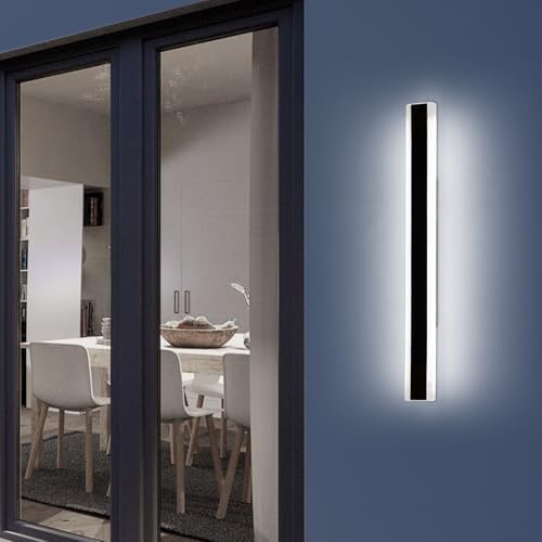 Mikeru Cool White Outdoor Strip Light 120cm, 6000K Outside Long Light Garden Wall Lights Mains Powered with Ip65 Waterproof Drive Garden Wall Lights Modern 4500lumens for Gardens, Porches