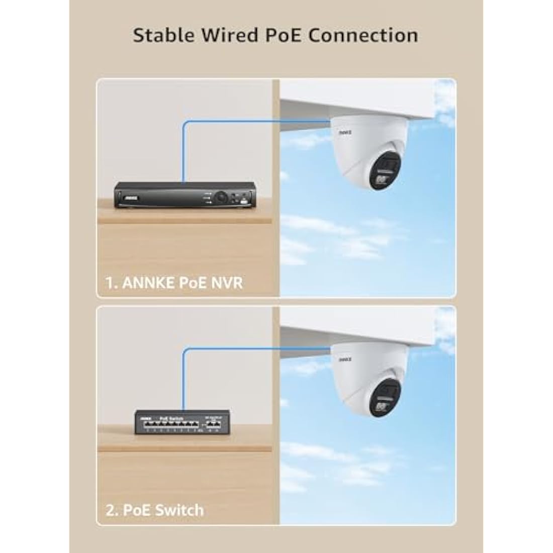 ANNKE 8MP 4K Ultra HD Outdoor PoE Security Camera, Smart Human/Vehicle Detection, Smart Dual Light, Built-in MicroSD Card Slot for 24/7 Audio Recording, CCTV Camera Outdoor IP67 Weatherproof