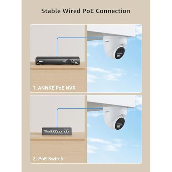 ANNKE 8MP 4K Ultra HD Outdoor PoE Security Camera, Smart Human/Vehicle Detection, Smart Dual Light, Built-in MicroSD Card Slot for 24/7 Audio Recording, CCTV Camera Outdoor IP67 Weatherproof