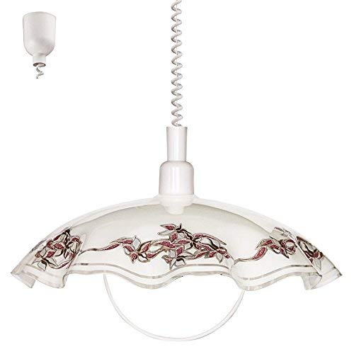 EGLO Pendant Light Fixture, Plastic Frosted, E27, Dining Table lamp Made of Satin Glass
