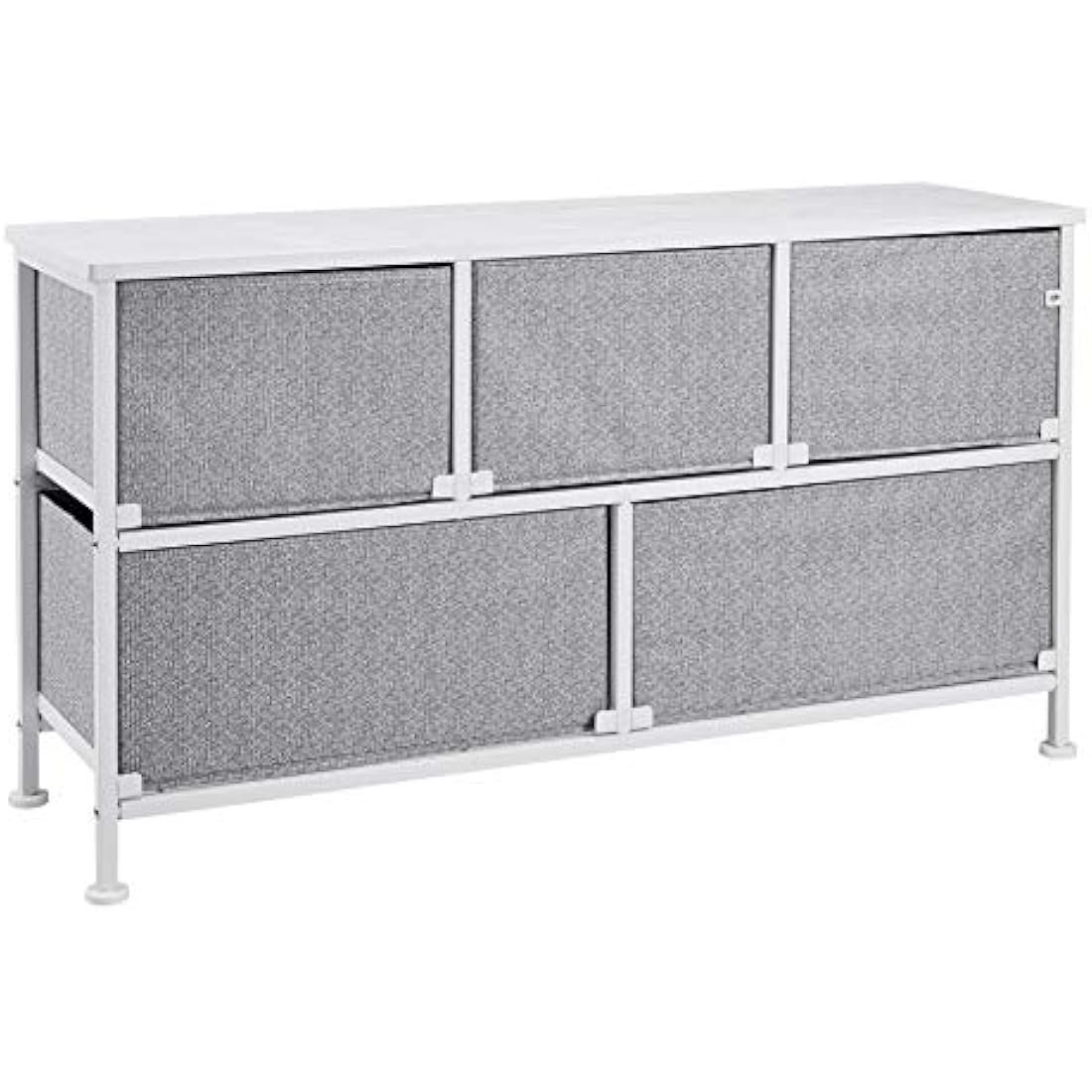 Amazon Basics Extra Wide Fabric 5-Drawer Storage Organizer Unit for Closet, White
